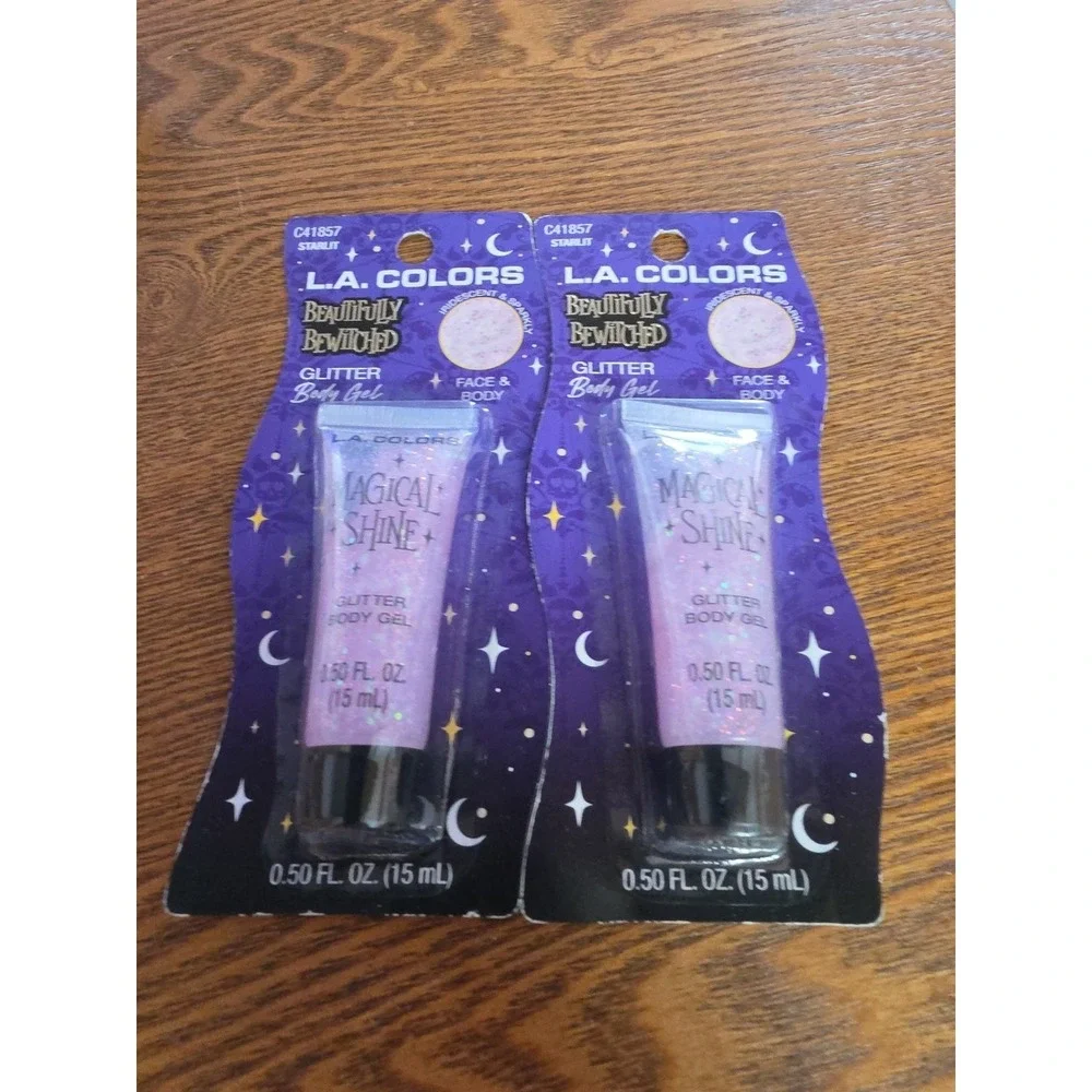 Lot Of 2 New LA Colors Beautifully Bewitched Glitter‎ Body Gel